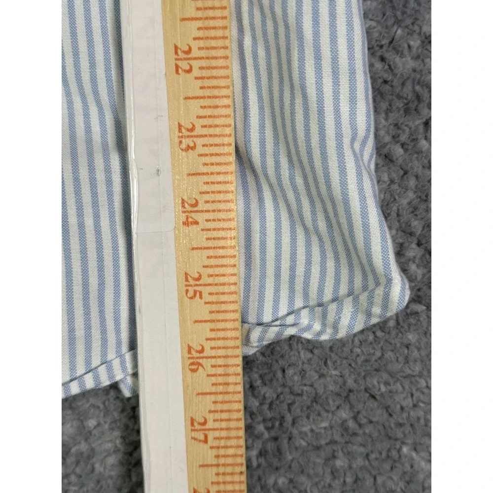 Banana Republic Untucked Oxford Shirt Men Small Blue White Stripe Organic Cotton